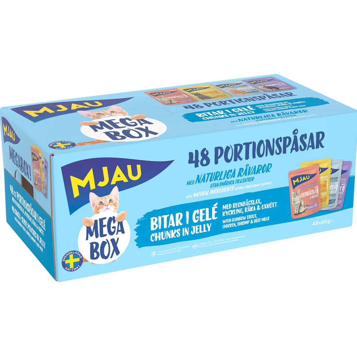 Mjau Kissan Märkäruoka*Megapack lihaa ja kalaa hyytelössä 48 x 85 g