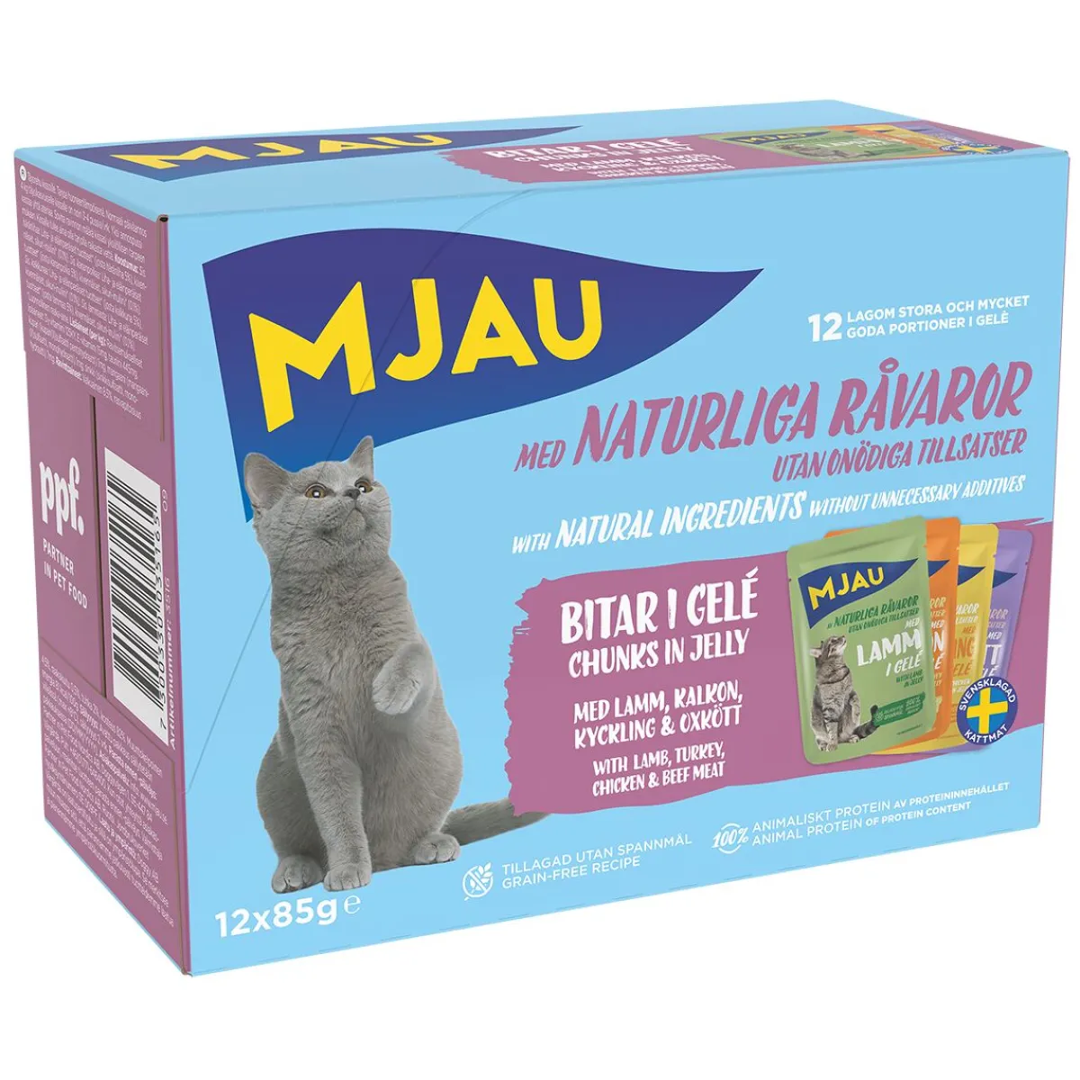 Mjau Kissan Märkäruoka*Multipack lihaa hyytelössä 12 x 85 g