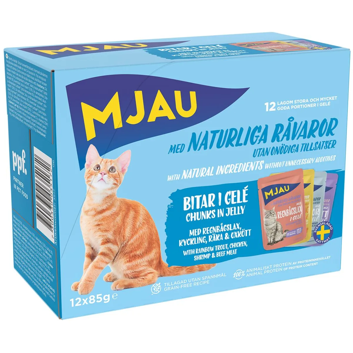 Mjau Kissan Märkäruoka*Multipack lihaa ja kalaa hyytelössä 12 x 85 g