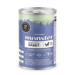 Monster Pet Food Koiranruoat Erityistapeisiin|Koiran Märkäruoka Ja Makkarat*Monster Adult Single Jänis 400 g