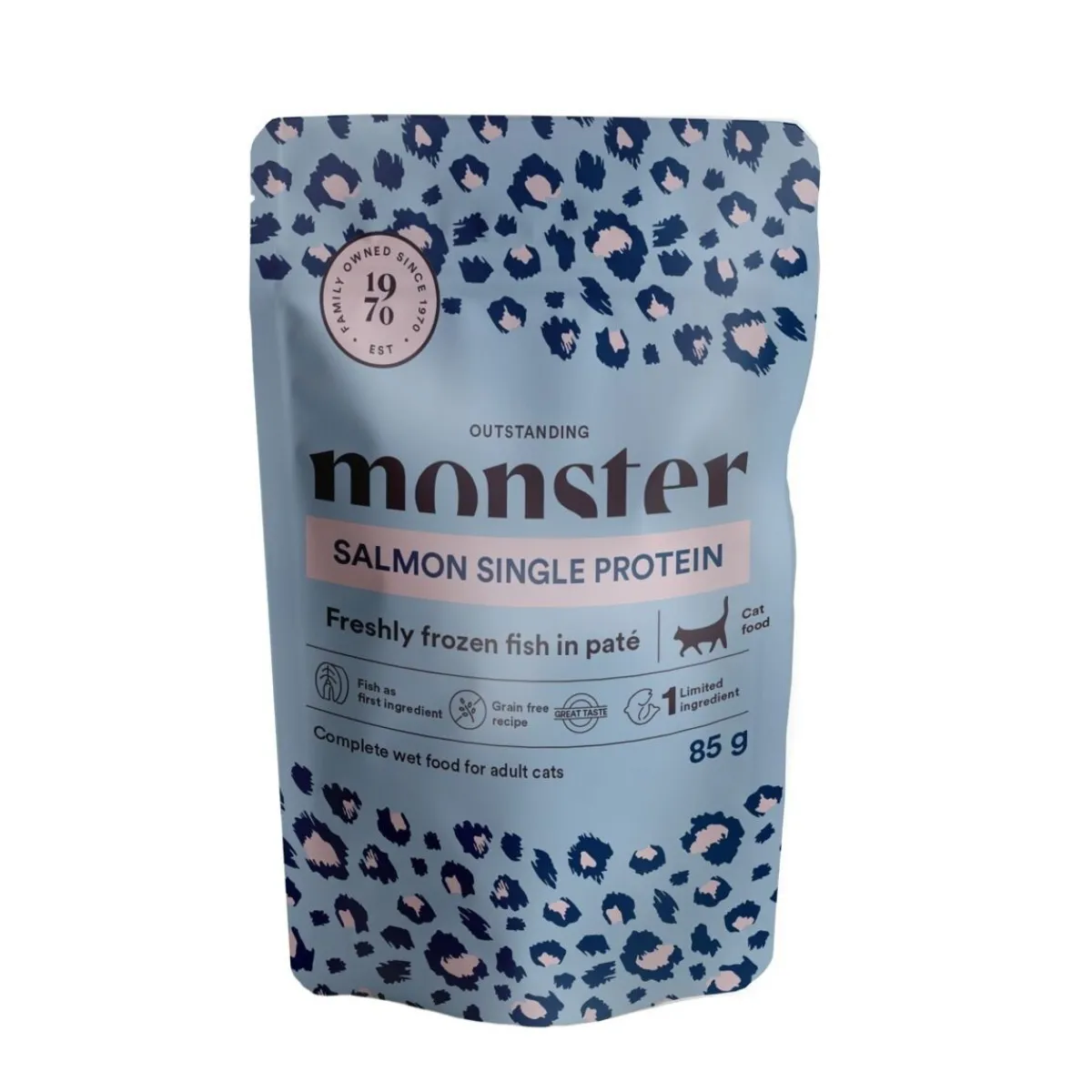 Monster Pet Food Kissan Märkäruoka|Viljaton Kissanruoka*Monster Cat Adult lohi 85 g