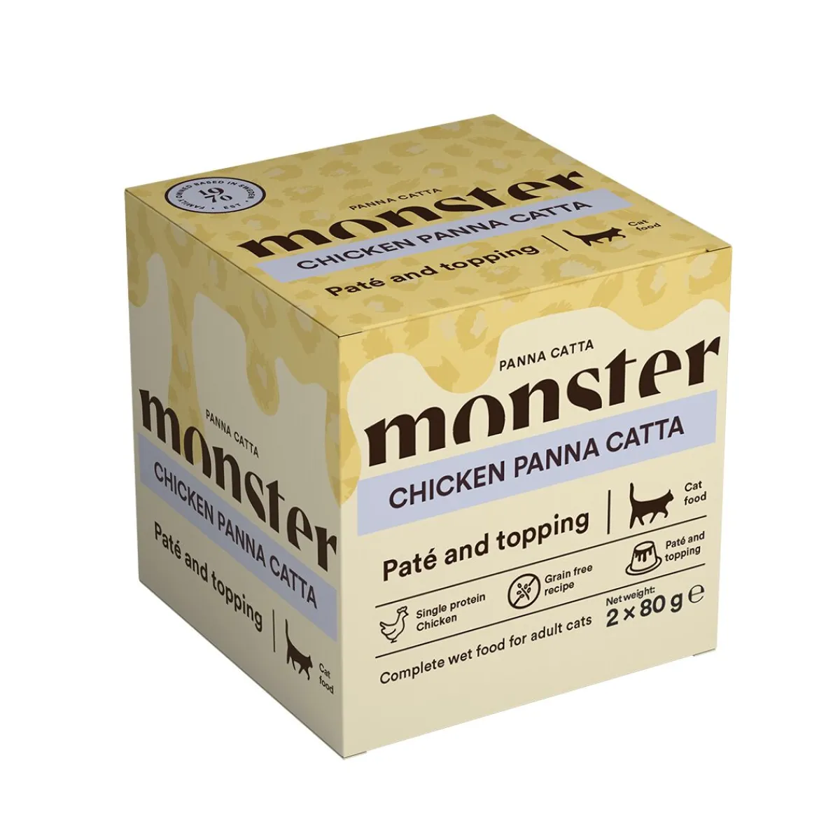 Monster Pet Food Kissan Märkäruoka|Viljaton Kissanruoka*Monster Cat Adult Panna Catta Chicken 2 x 80 g