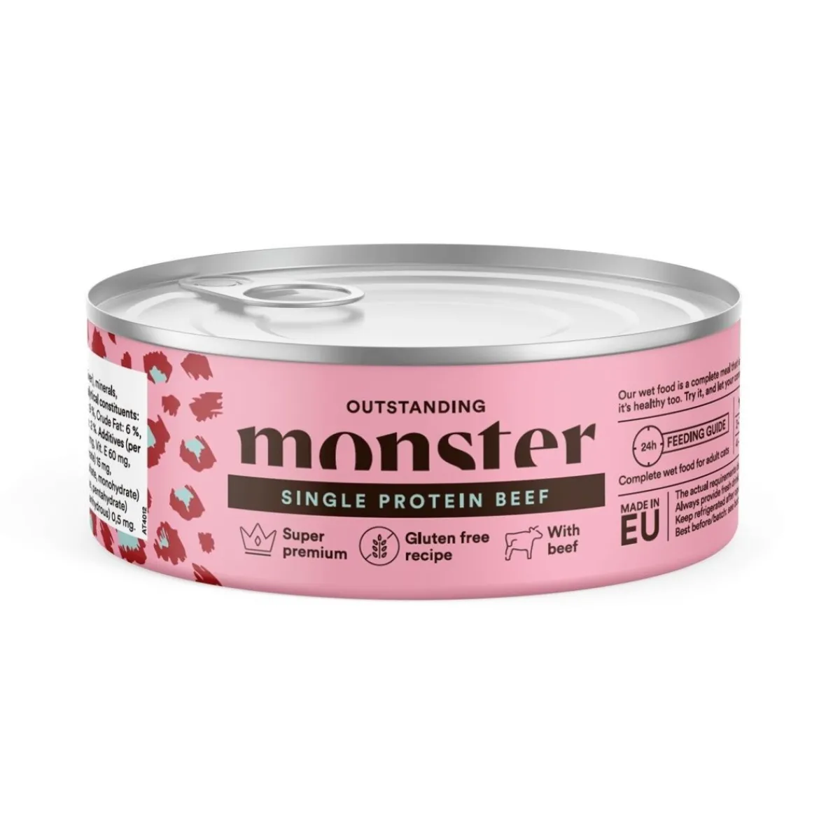 Monster Pet Food Koiranruoat Erityistapeisiin|Kissan Märkäruoka*Monster Cat Adult Single Protein Nauta 100g