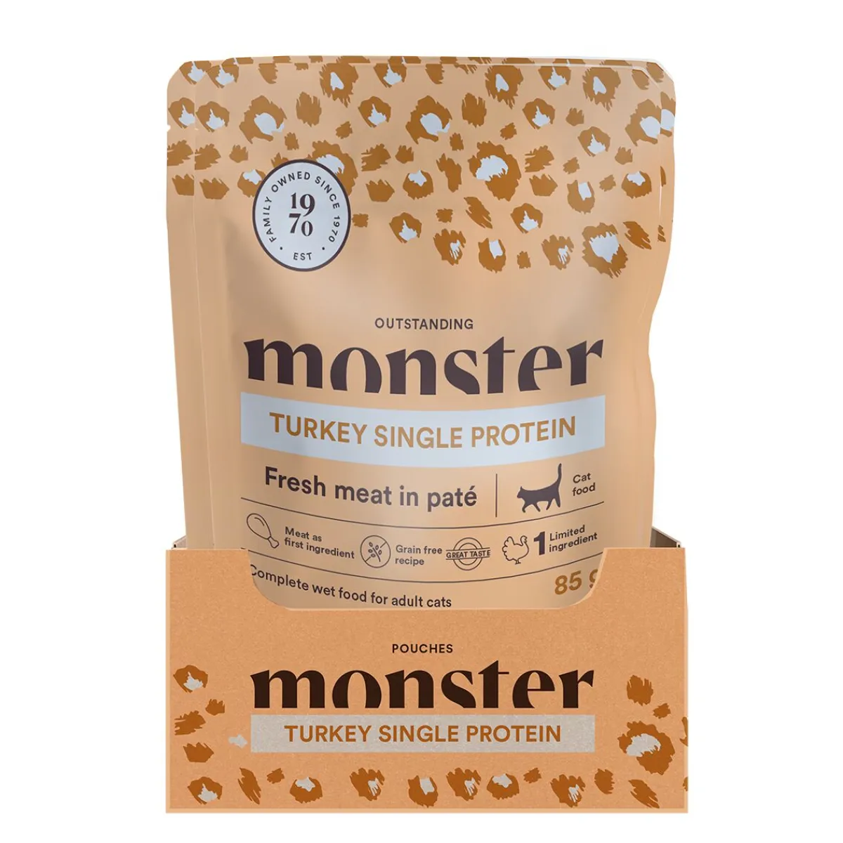 Monster Pet Food Kissan Märkäruoka|Uutuudet Kissoille*Monster Cat Pouch Adult Turkey 16 x 85 g