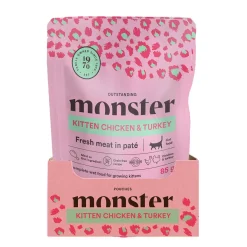 Monster Pet Food Kissan Märkäruoka|Kissanpennun Ruoka*Monster Cat Pouch Kitten Chicken & Turkey 16 x 85 g