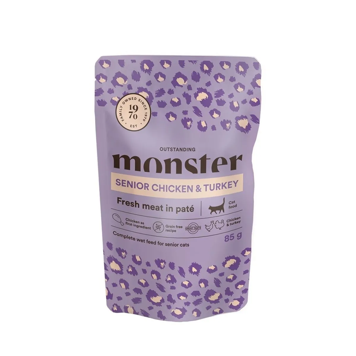 Monster Pet Food Seniorikissan Ruoka|Kissan Märkäruoka*Monster Cat Senior kana-kalkkuna 85 g