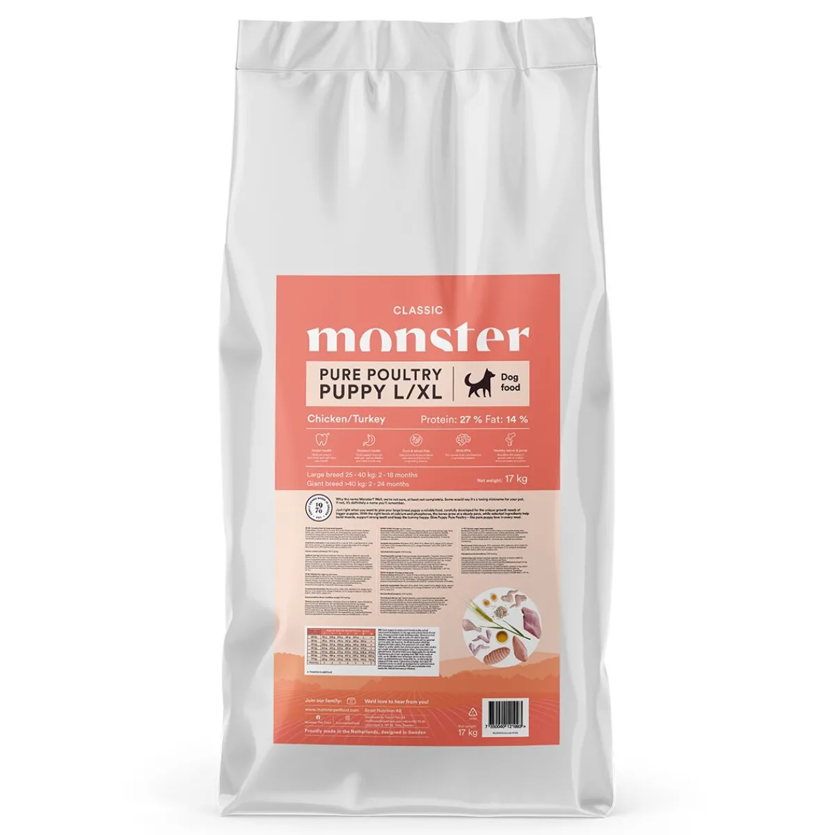 Monster Pet Food Penturuoka|Koiran Kuivaruoka*Monster Classic Dog L/XL Puppy Poultry