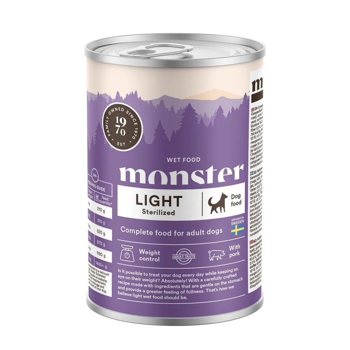 Monster Pet Food Koiranruoat Erityistapeisiin|Light-Koiranruoka*Monster Dog Adult Light & Sterilized 400g