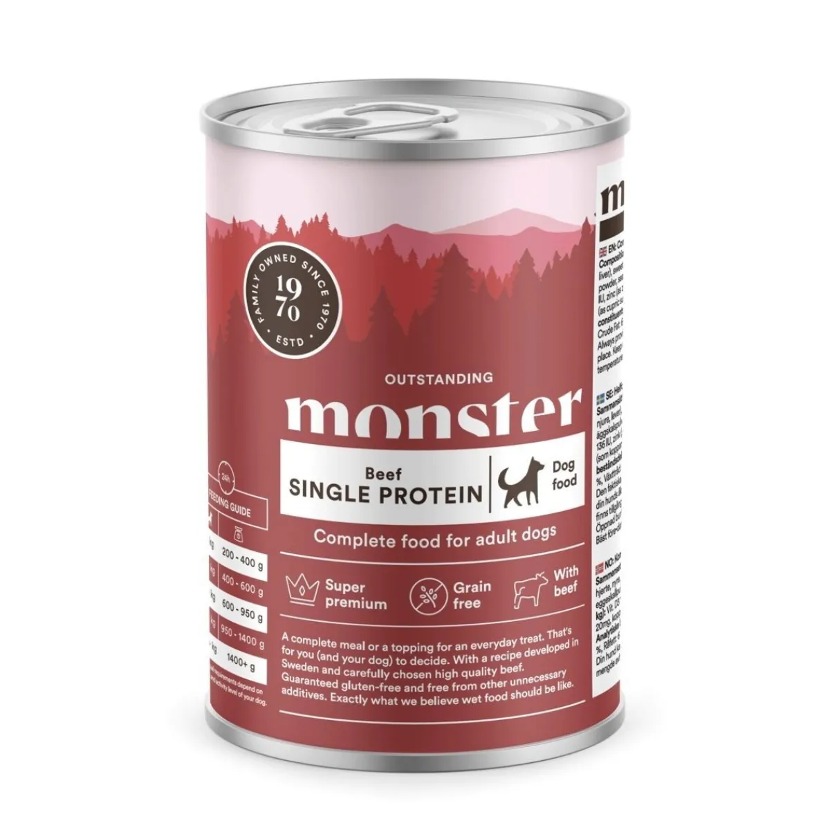 Monster Pet Food Koiranruoat Erityistapeisiin|Koiran Märkäruoka Ja Makkarat*Monster Dog Adult Single Nauta 400g