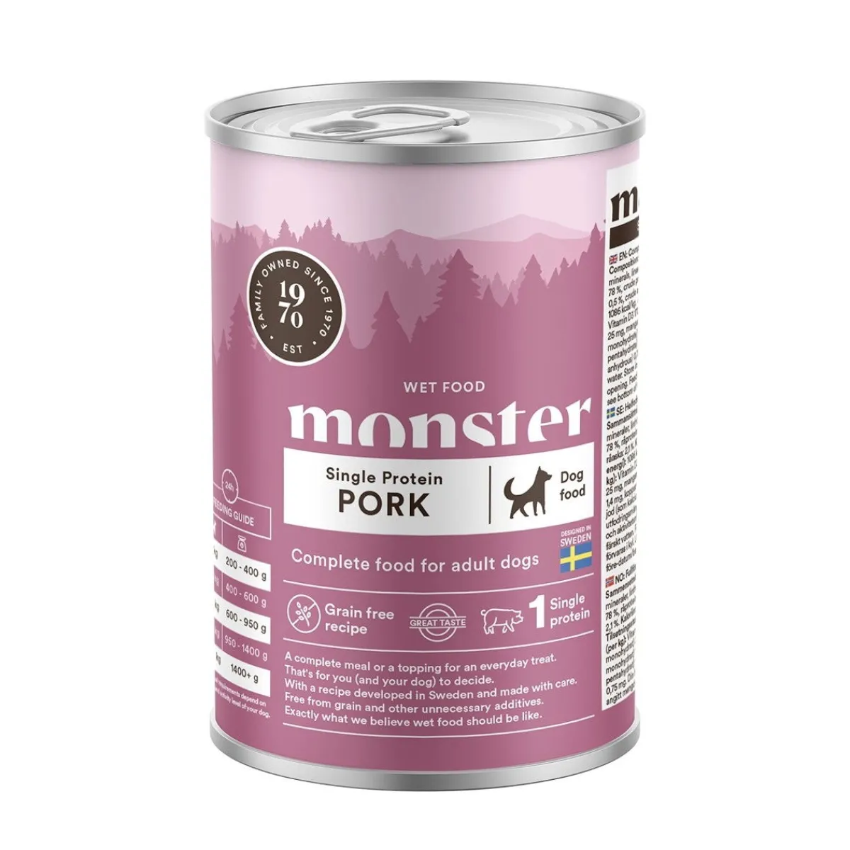 Monster Pet Food Koiranruoat Erityistapeisiin|Viljaton Koiranruoka*Monster Dog Adult Single Protein Pork 400 g