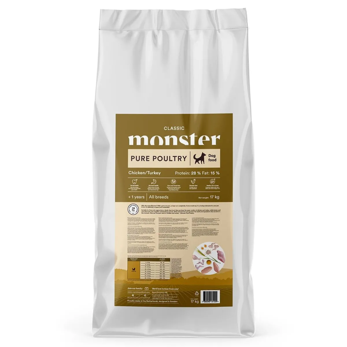 Monster Pet Food Koiran Kuivaruoka|Uutuudet Koirille*Monster Dog Classic Pure Poultry