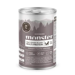 Monster Pet Food Koiran Märkäruoka Ja Makkarat*Monster Dog Nauta-kana-lammas 400g