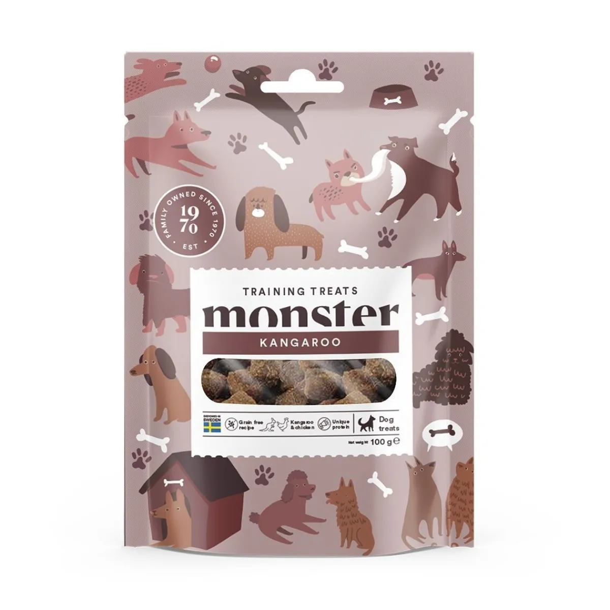 Monster Pet Food Pehmeät Koiran Herkut|Pikkuherkut Ja Treeninamit*Monster Dog Training Treats kana & kenguru 100g