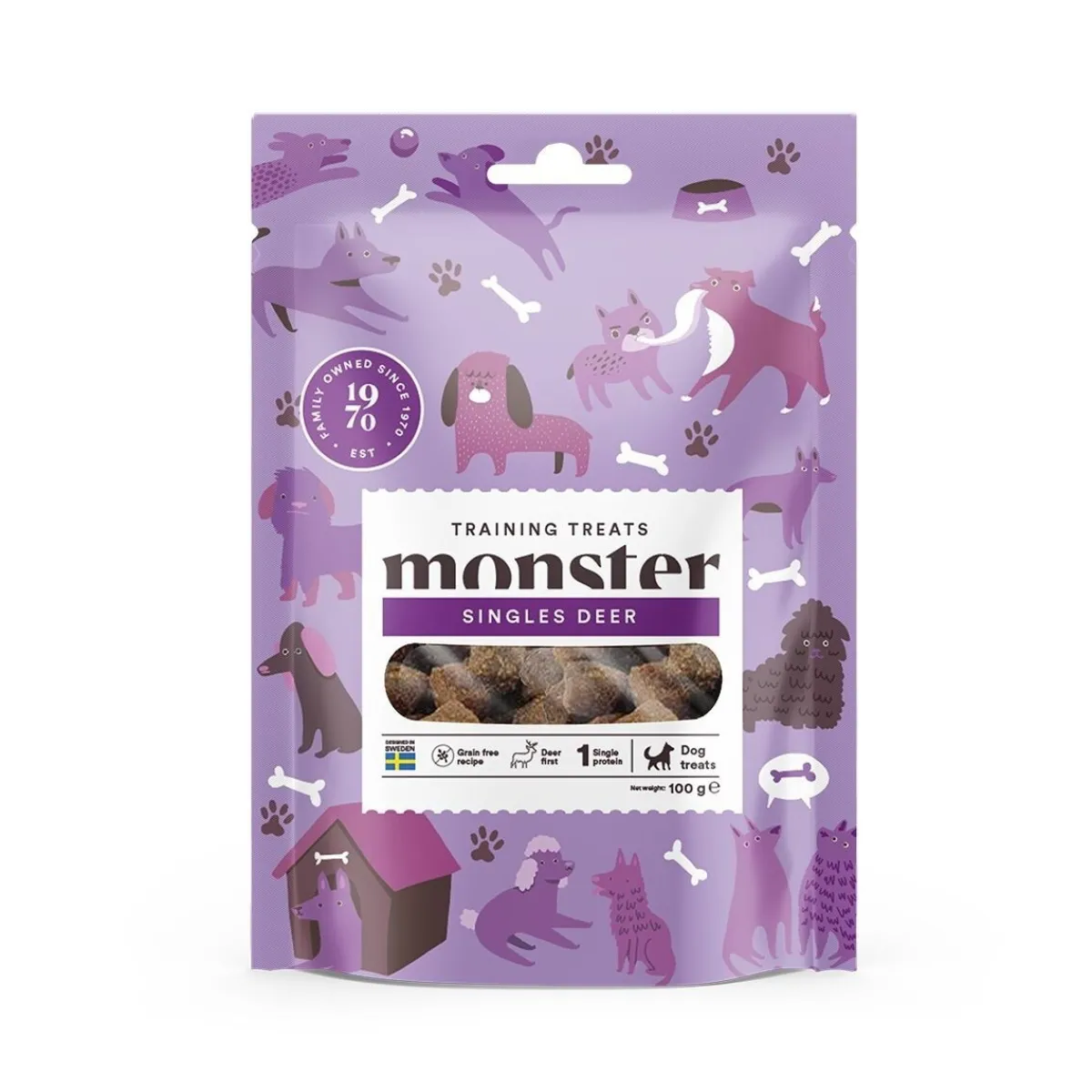 Monster Pet Food Pehmeät Koiran Herkut|Pikkuherkut Ja Treeninamit*Monster Dog Training Treats peura 100g