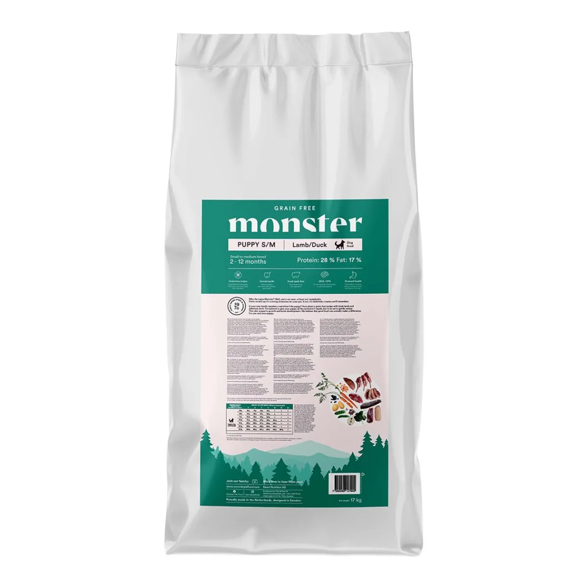 Monster Pet Food Penturuoka|Koiran Kuivaruoka*Monster Puppy S/M Grain Free Lammas & Ankka