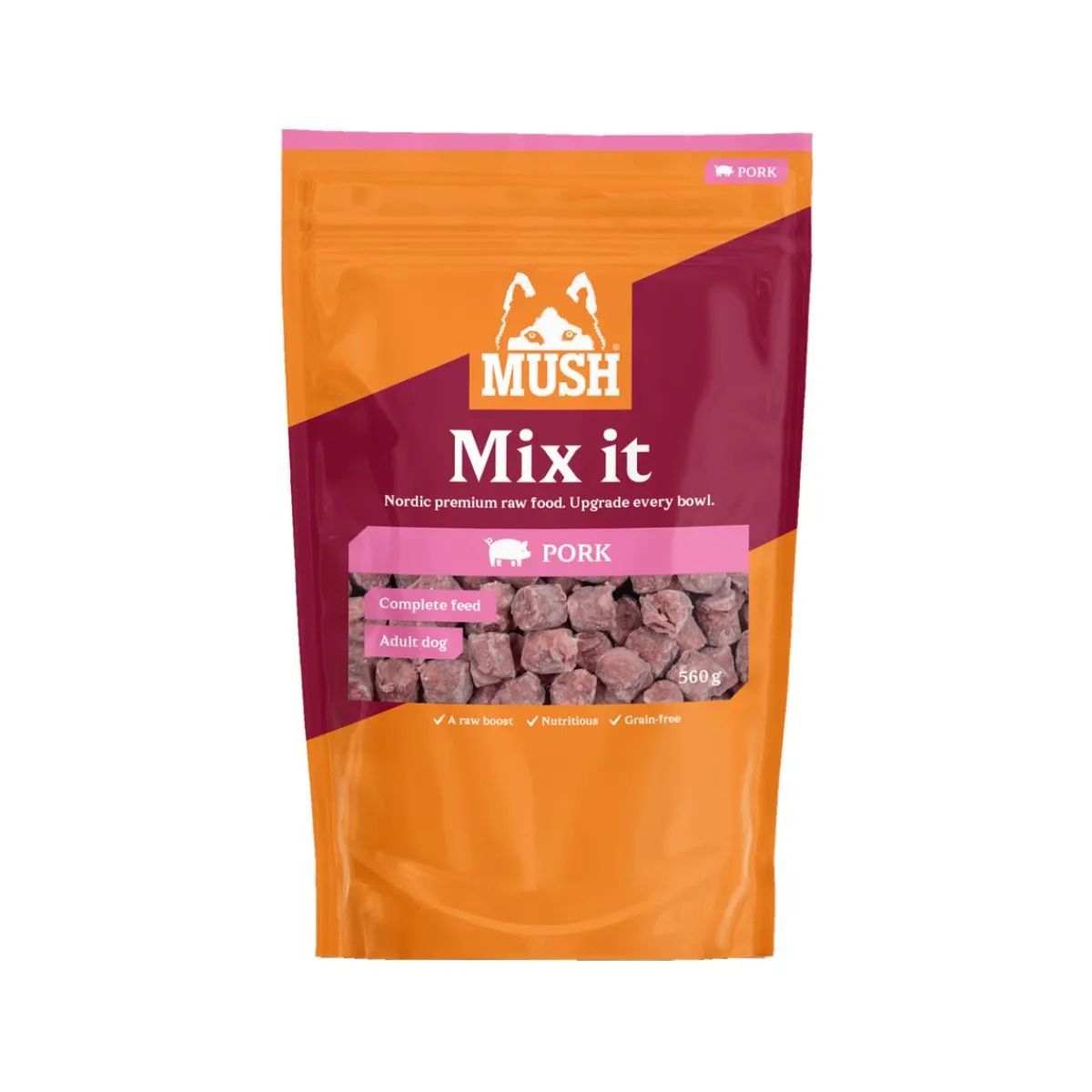 Mush Ruokinnan Monipuolistaminen|Koiran Raakaruoka*Mix it -koiran raakaruoka, possu 560 g