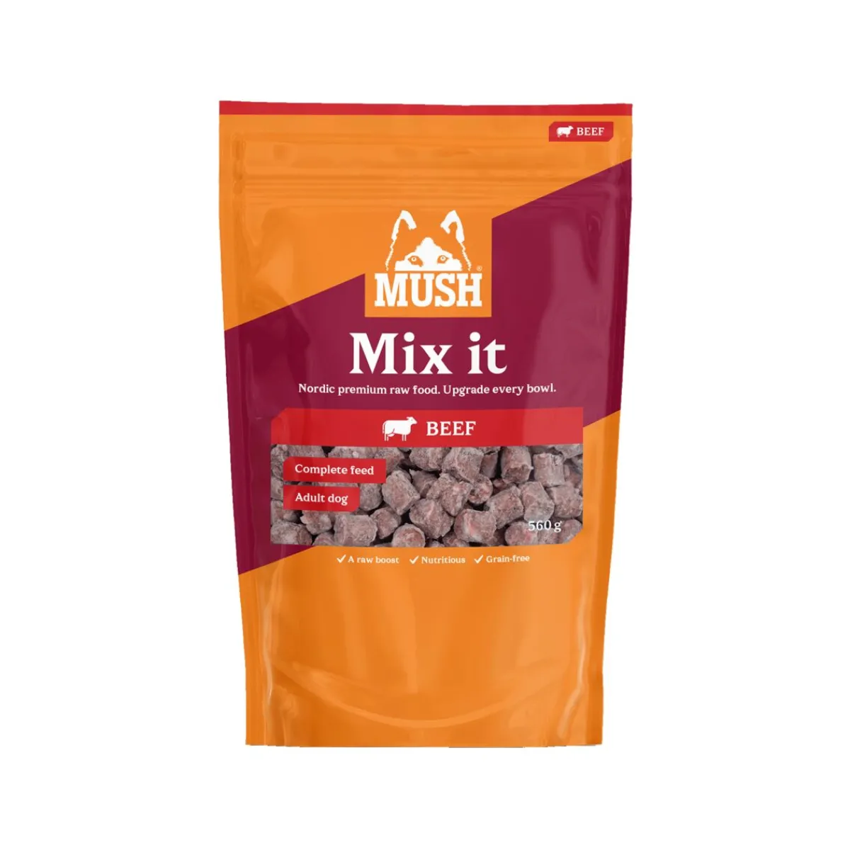 Mush Ruokinnan Monipuolistaminen|Koiran Raakaruoka*Mix it -raakaruoka, nauta 560 g