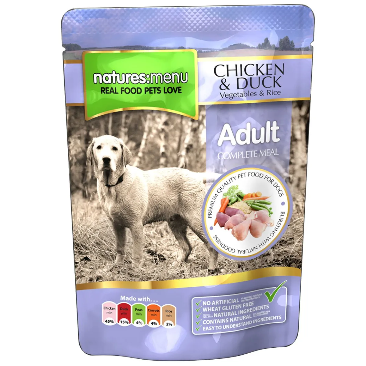 natures:menu Koiran Märkäruoka Ja Makkarat*Dog Kana & Ankka 300g