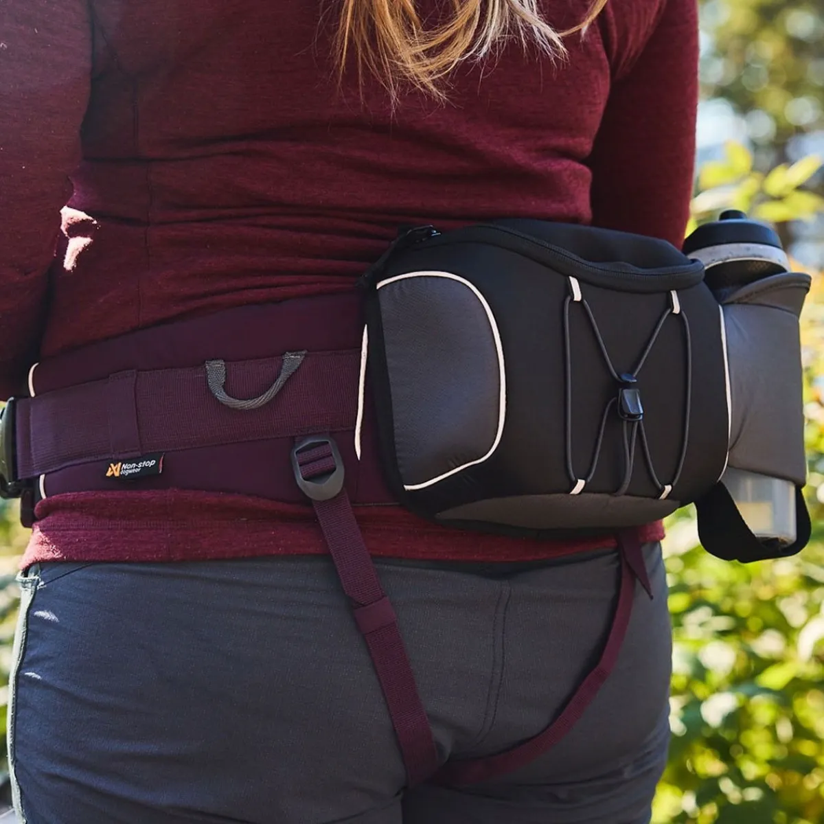 Non-stop dogwear Koiran Hihnat Ja Flexit|Retkeily Koiran Kanssa*Non-Stop Belt laukku vetovyöhön, musta/harmaa