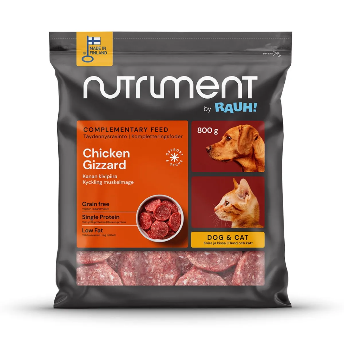 Nutriment by Rauh! Ruokinnan Monipuolistaminen|Kotimainen Koiranruoka*kanan kivipiiramedaljonki 800 g
