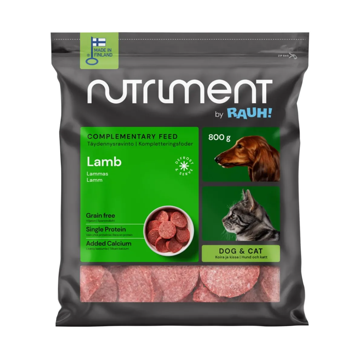 Nutriment by Rauh! Ruokinnan Monipuolistaminen|Kotimainen Koiranruoka*Lammasmedaljonki 800 g