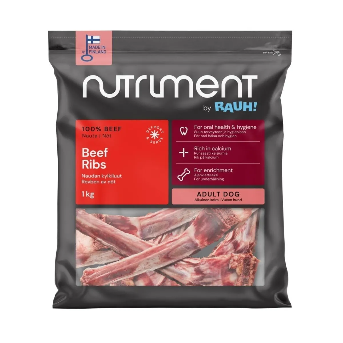 Nutriment by Rauh! Ruokinnan Monipuolistaminen|Kotimainen Koiranruoka*Naudankylkiluut 1 kg