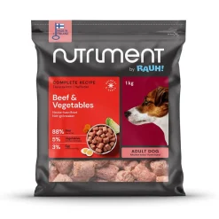Nutriment by Rauh! Ruokinnan Monipuolistaminen|Kotimainen Koiranruoka*Nauta-kasvispullat 1 kg