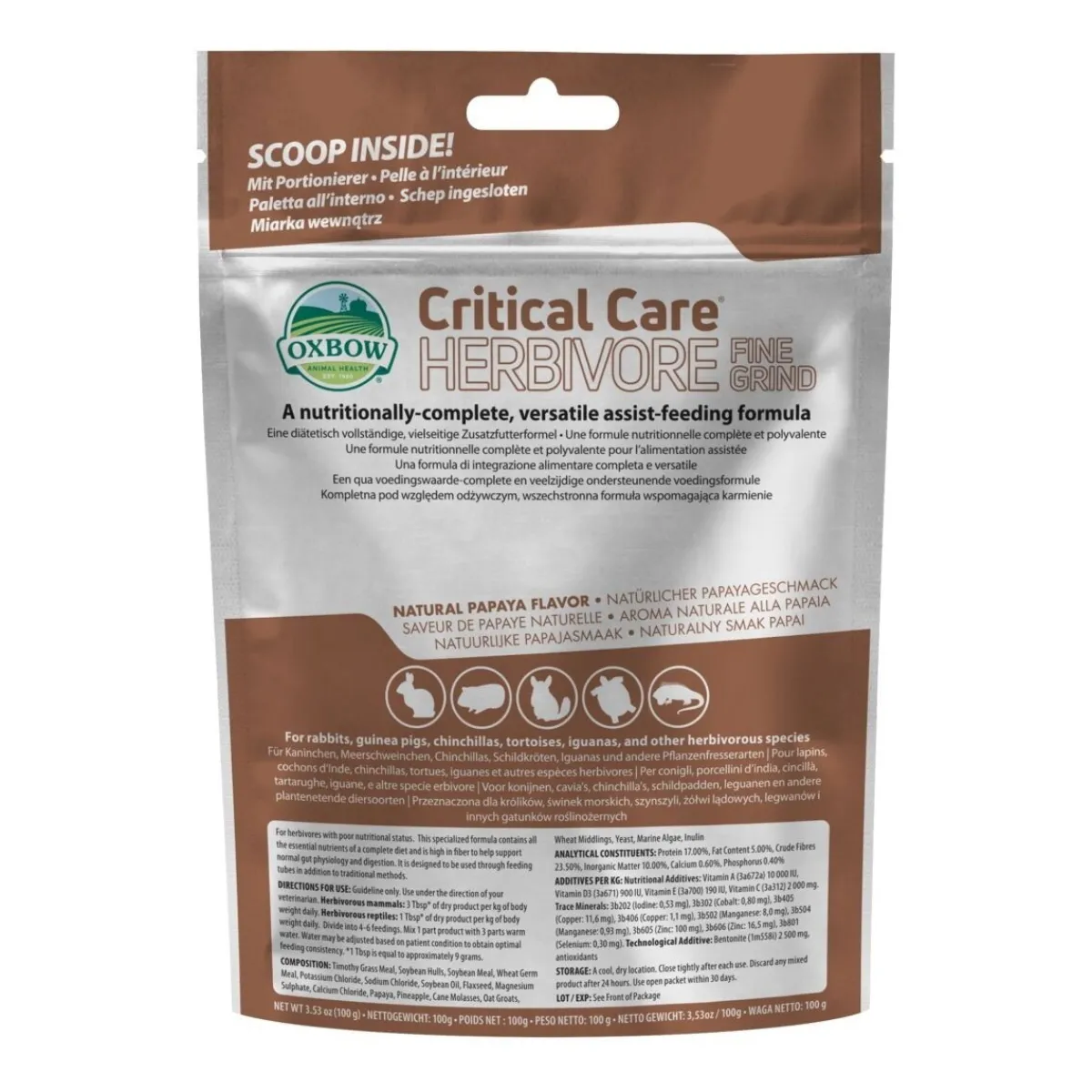 Oxbow Pieneläinten Hoitotuotteet Ja Tarvikkeet|Degun Hoito*Critical Care Herbivore fine grind 100g