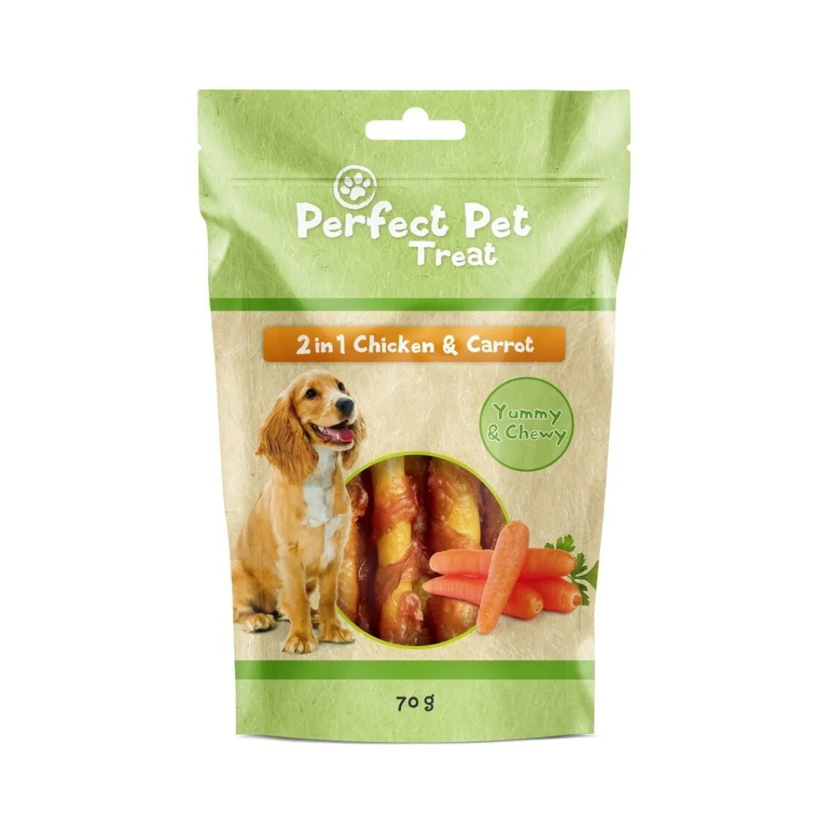 Perfect Pet Tarjoukset Koirille|Purutikut*2in1 kana-porkkanaherkku 70g