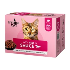 PrimaCat Kissan Märkäruoka|Viljaton Kissanruoka*nautaa kastikkeessa 12 x 85 g