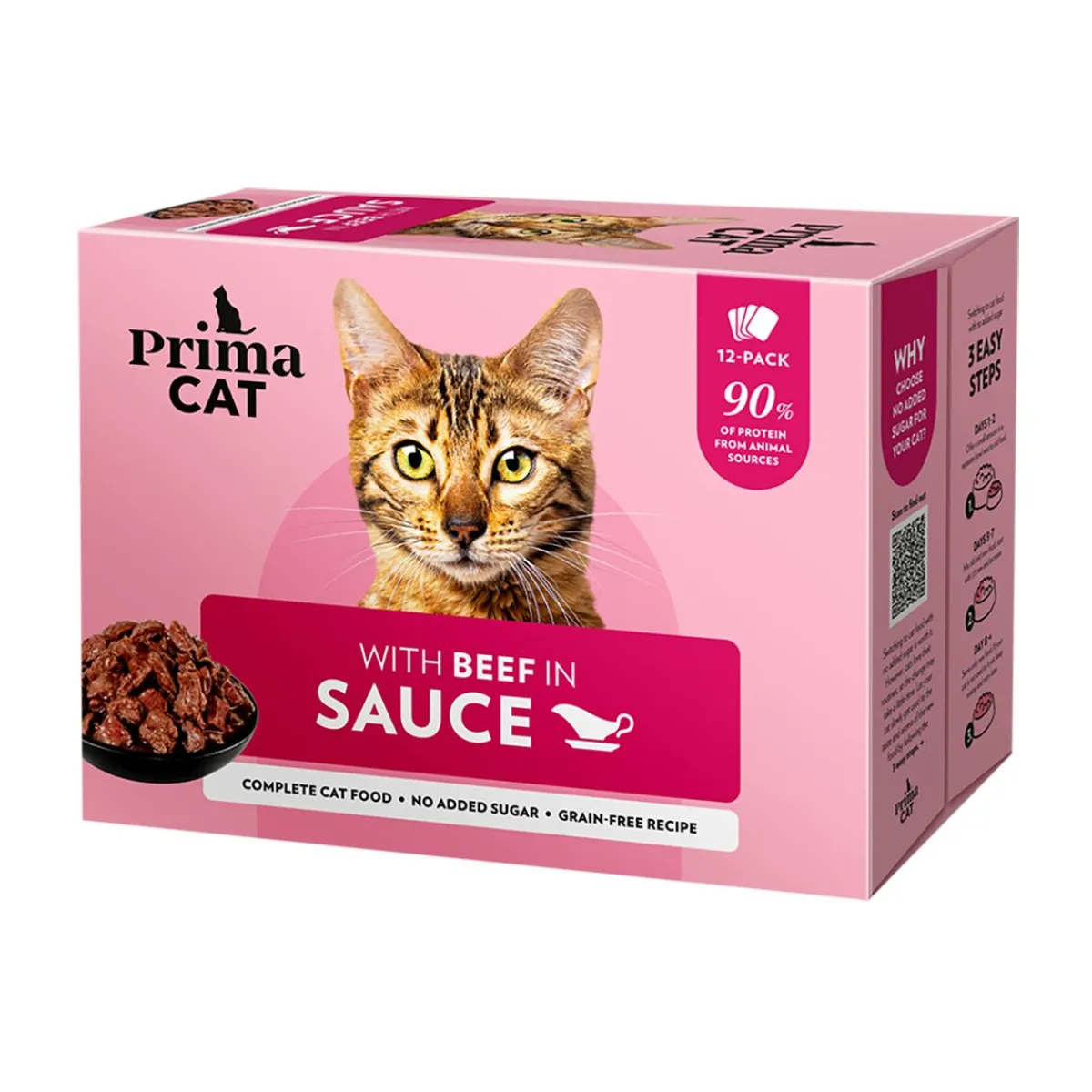 PrimaCat Kissan Märkäruoka|Viljaton Kissanruoka*nautaa kastikkeessa 12 x 85 g