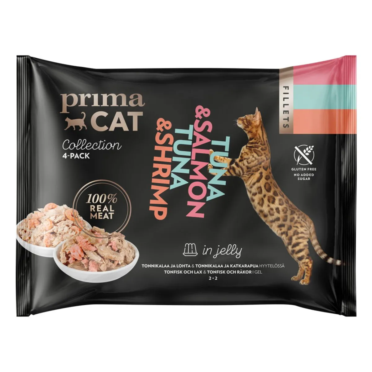 PrimaCat Kissan Märkäruoka*Tonnikala & Katkarapu / Lohi hyytelössä