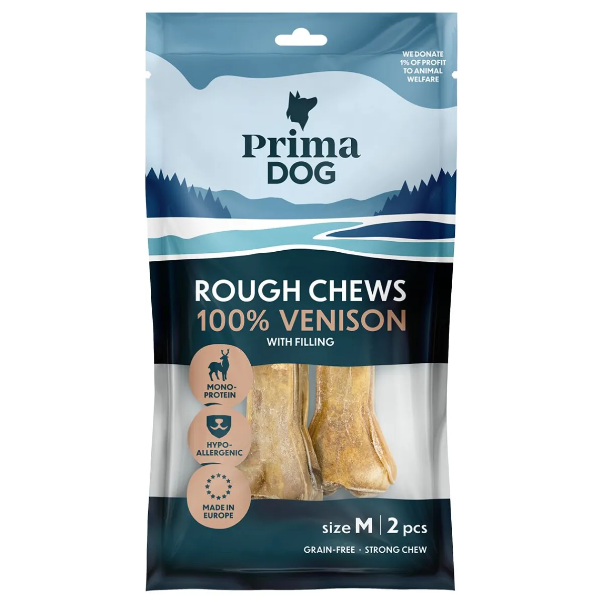 PrimaDog Puruluut|Tarjoukset Koirille*Rough Chews peura M, 76 g, 2 kpl