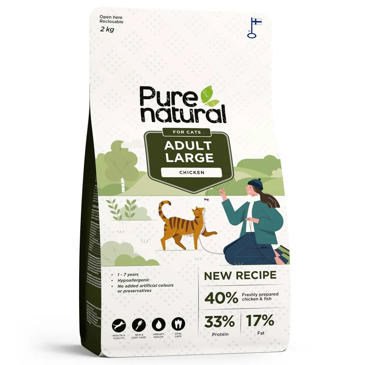 Purenatural Kissan Kuivaruoka|Kotimainen Kissanruoka*Cat Adult Large Chicken