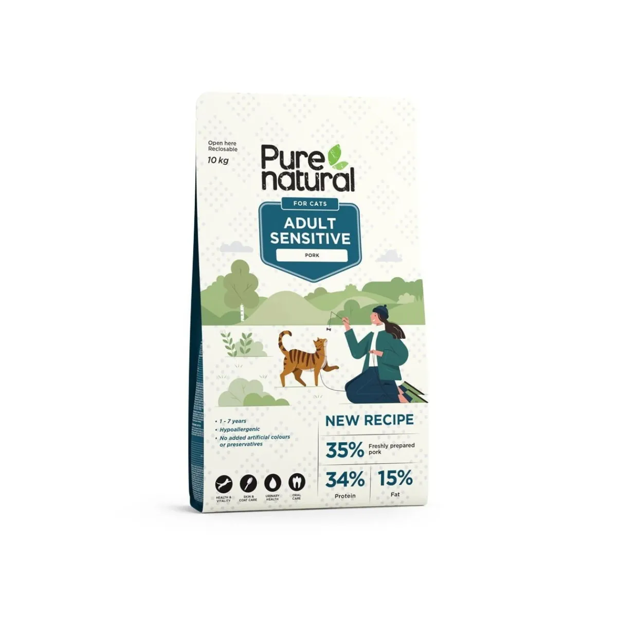 Purenatural Kissan Kuivaruoka|Kotimainen Kissanruoka*Cat Adult Sensitive Pork