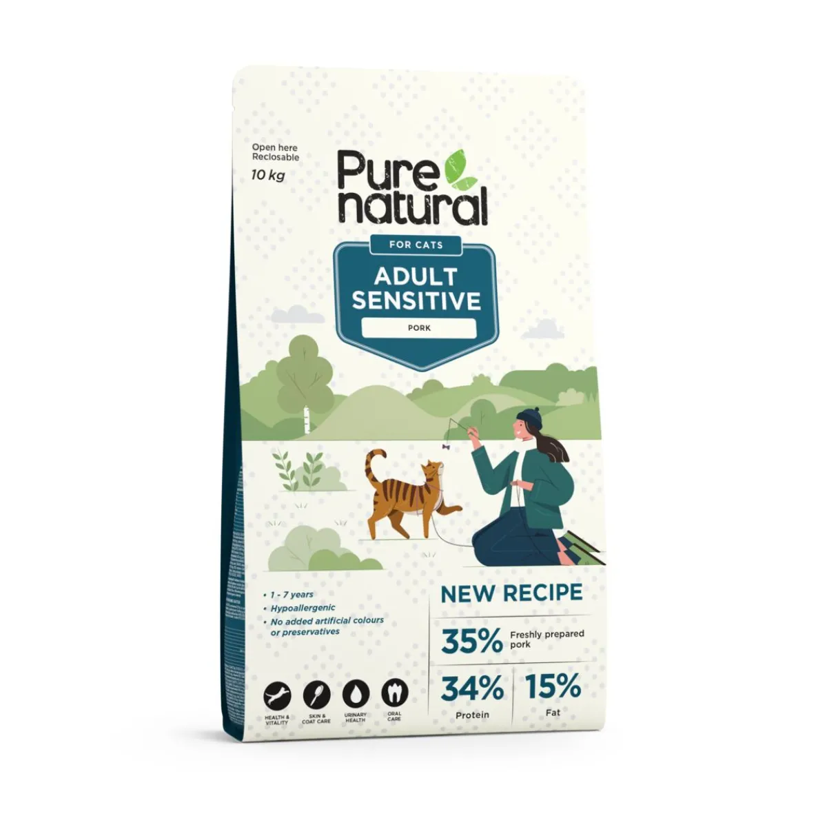 Purenatural Kissan Kuivaruoka|Kotimainen Kissanruoka*Cat Adult Sensitive Pork