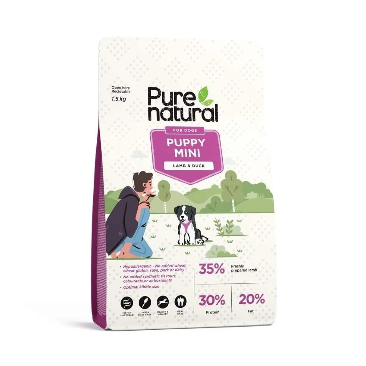 Purenatural Koiran Kuivaruoka|Kotimainen Koiranruoka*Puppy Mini 1,5 kg