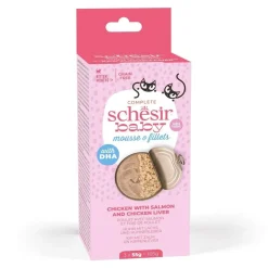 Schesir Kissan Märkäruoka|Kissanpennun Ruoka*Baby Mousse & Shreds kana & lohi 3 x 55 g