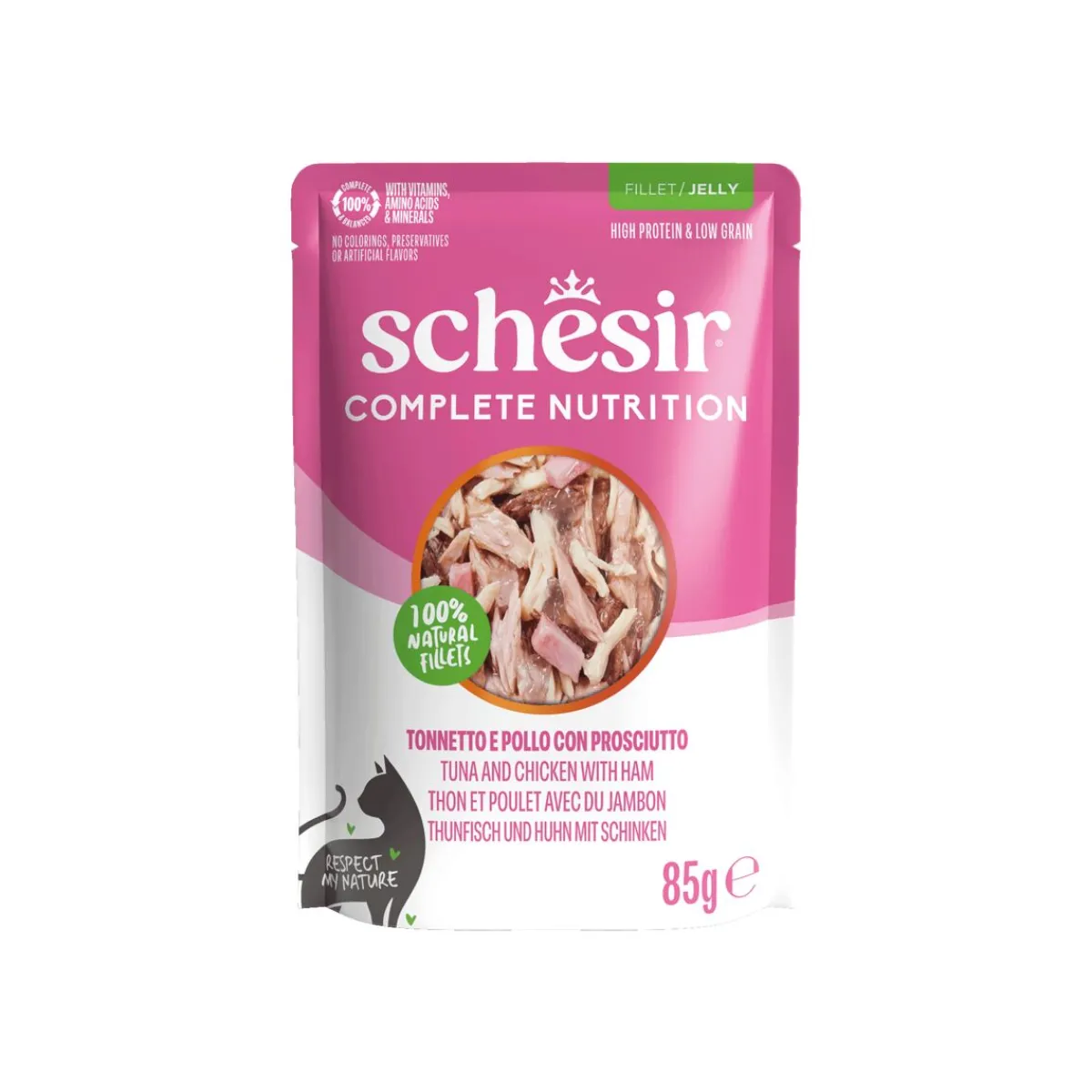 Schesir Kissan Märkäruoka*C&B Tuna chicken ham in Jelly Pouch 85 g
