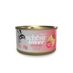 Schesir Kissan Märkäruoka|Viljaton Kissanruoka*Silver Mousse & Shreds kana & ankka 70 g