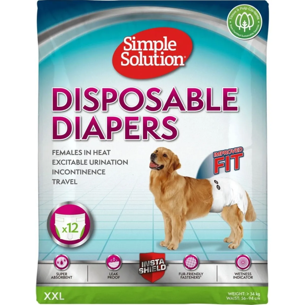 Simple Solution Koiran Narttu- Ja Urossuojat|Koiran Juoksuhousut Ja Urosvyöt*Disposable narttusuojat 12kpl