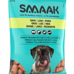 Smaak Ruokinnan Monipuolistaminen|Kotimainen Koiranruoka*raaka täysravinto aktiiviselle koiralle, possu, lohi, poro 3 kg