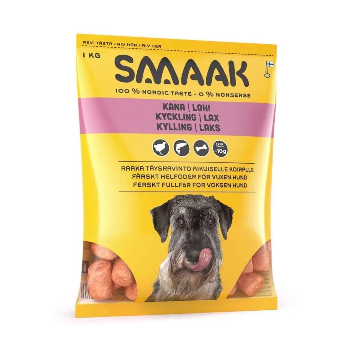 Smaak Ruokinnan Monipuolistaminen|Kotimainen Koiranruoka*Raaka täysravinto Kana & Lohi 1 kg