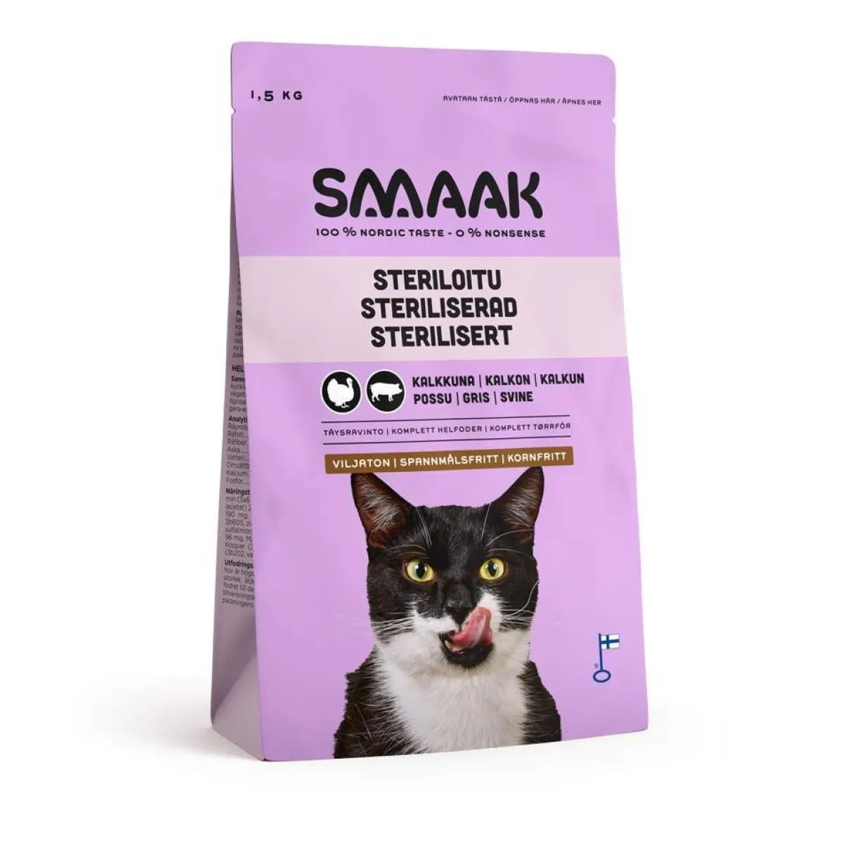 Smaak Viljaton Kissanruoka|Kissan Kuivaruoka*viljaton steriloidun kissan ruoka, kalkkuna-possu