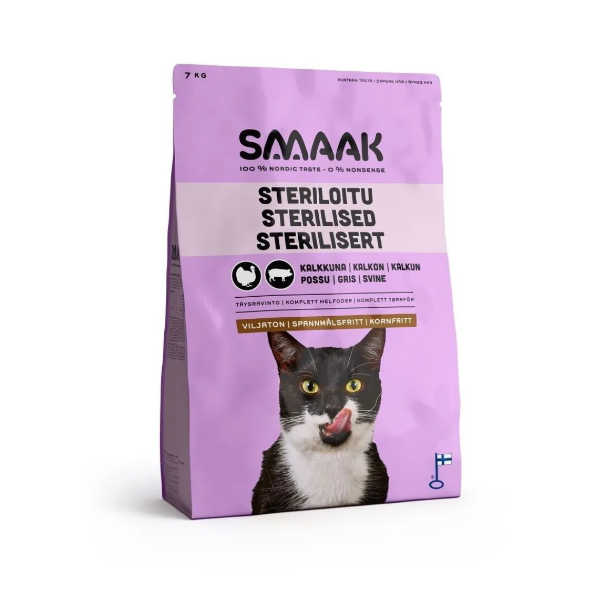 Smaak Viljaton Kissanruoka|Kissan Kuivaruoka*viljaton steriloidun kissan ruoka, kalkkuna-possu