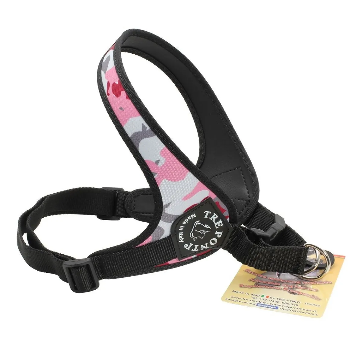 TrePonti Koiran Valjaat*Tre Ponti säädettävät valjaat, pink camo