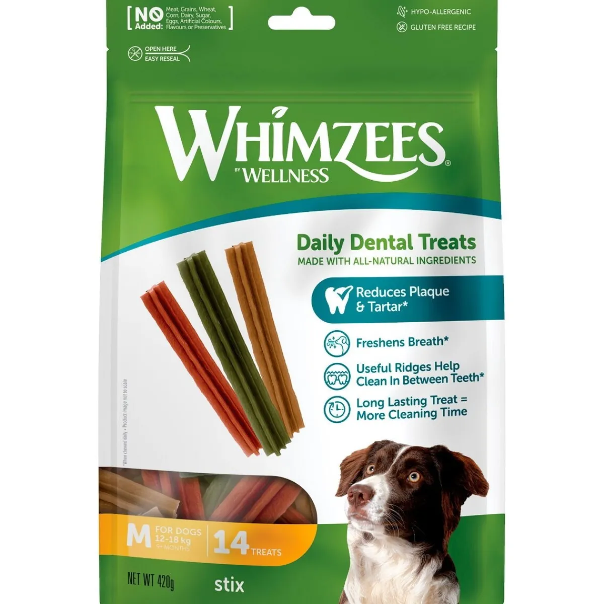 Whimzees Puruluut|Hammasherkut*purutikku M 14kpl, 420g